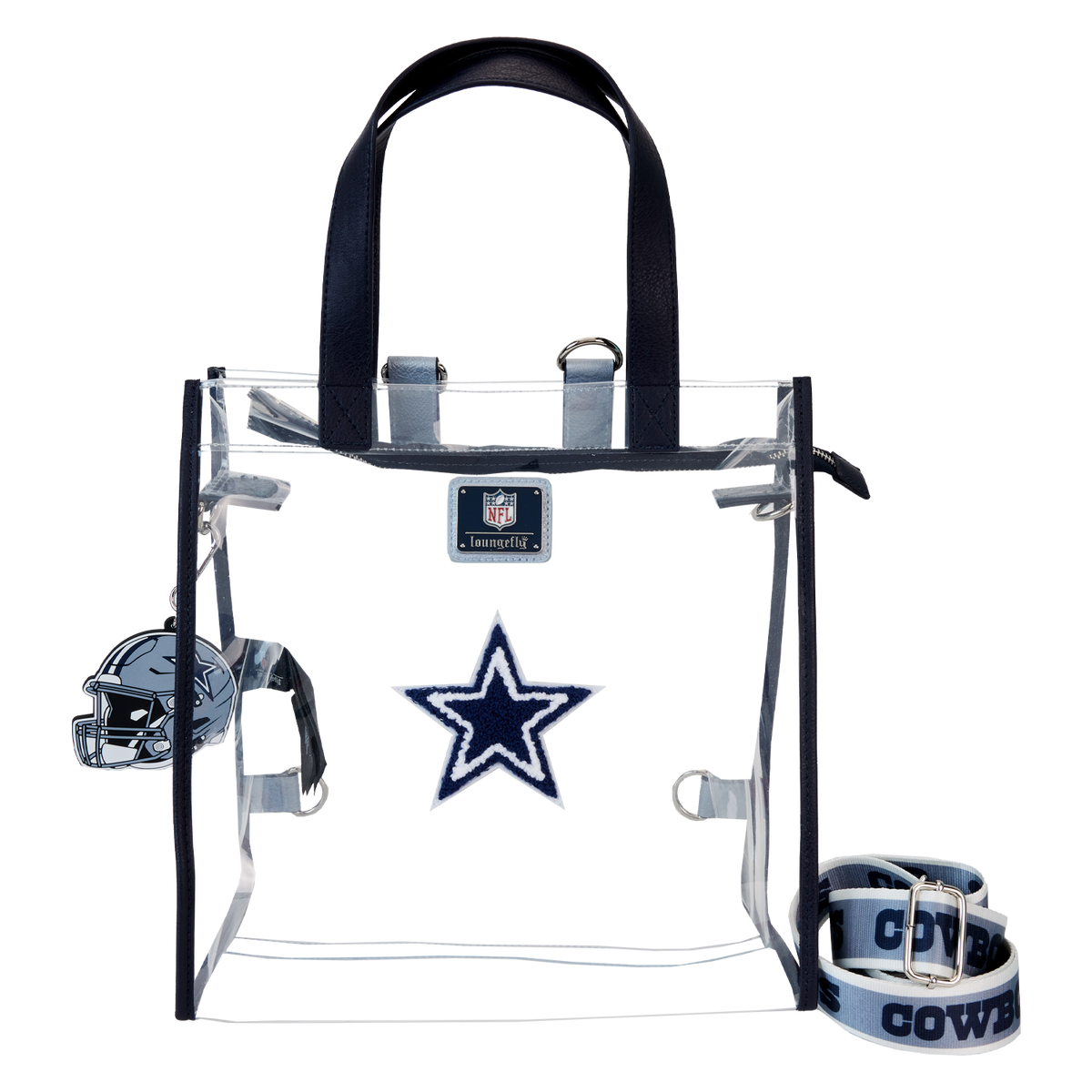 nfl dallas cowboys clear convertible backpack & tote crossbody stadium bag