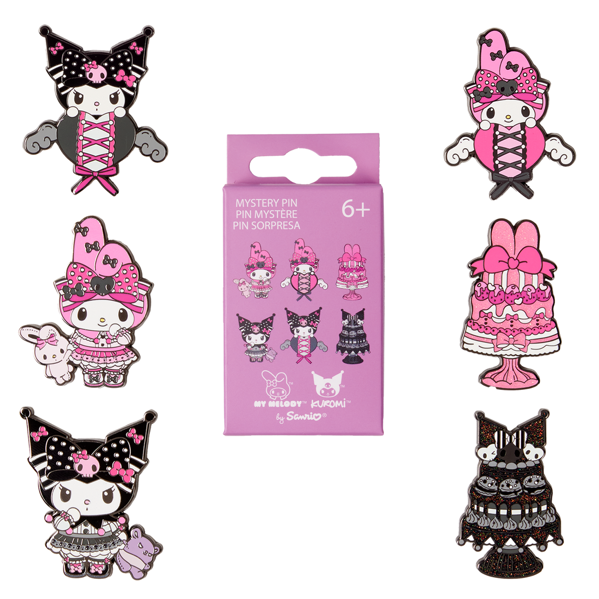 sanrio my melody & kuromi mystery box pin