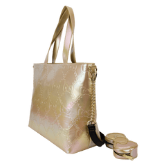 sanrio hello kitty 50th anniversary metallic gold tote crossbody bag with coin bag