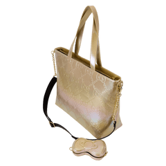 sanrio hello kitty 50th anniversary metallic gold tote crossbody bag with coin bag