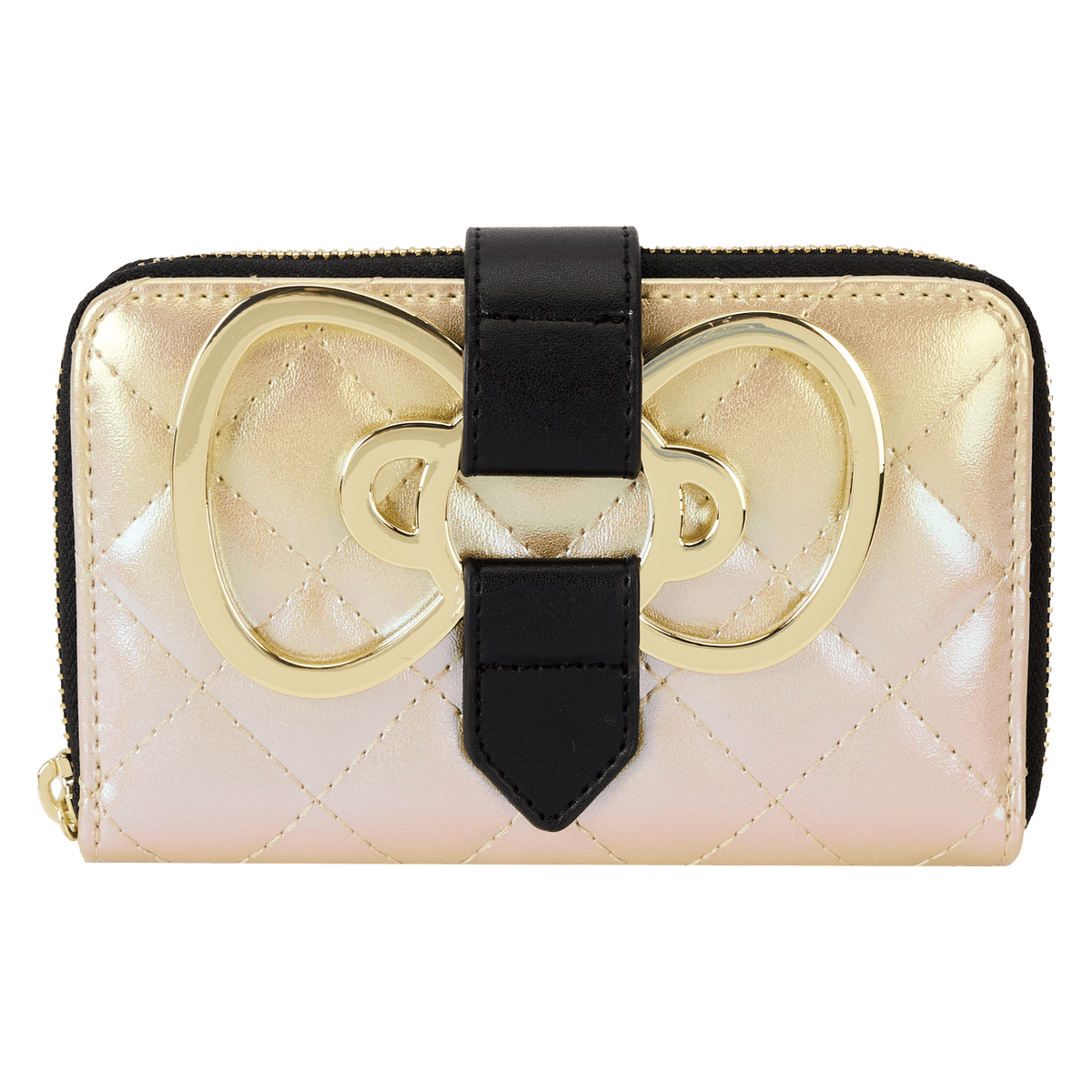 sanrio hello kitty 50th anniversary gold zip around wallet