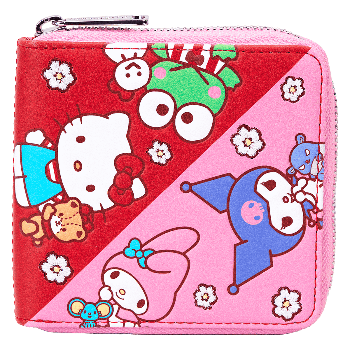 sanrio hello kitty & friends color block zip around wallet