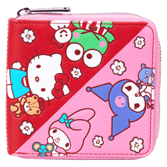 sanrio hello kitty & friends color block zip around wallet