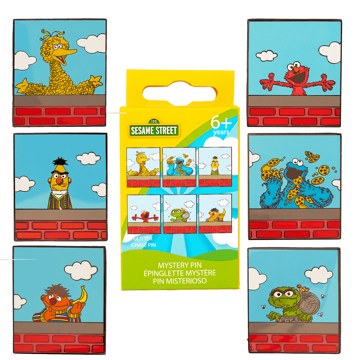 sesame street neighborhood friends mystery box pin