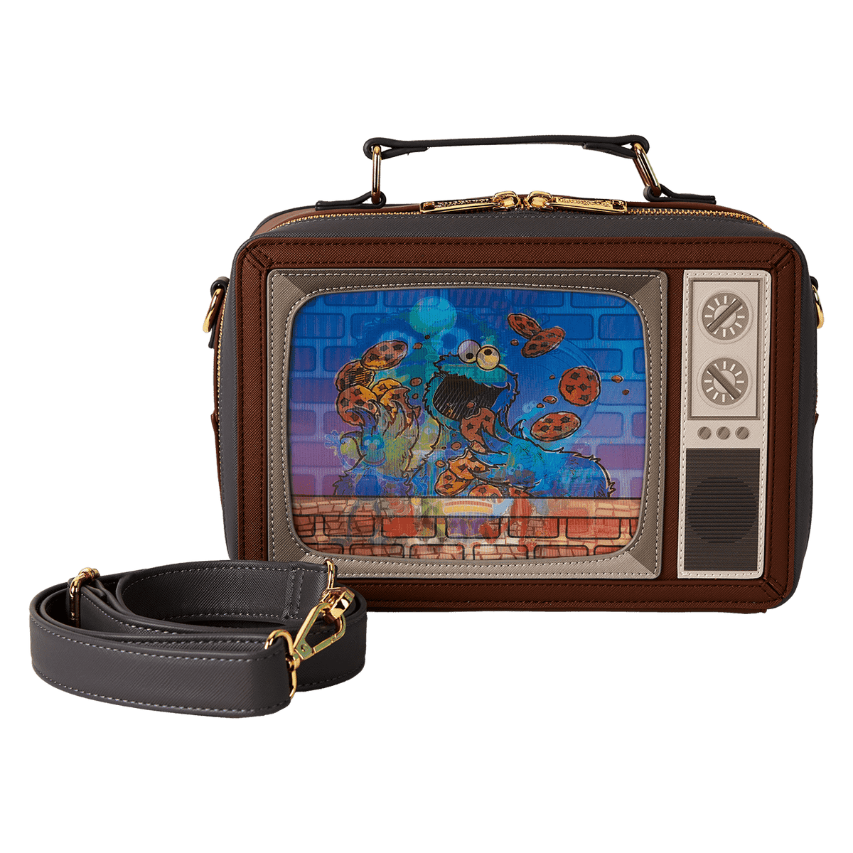 sesame street lenticular retro tv triple lenticular crossbody bag