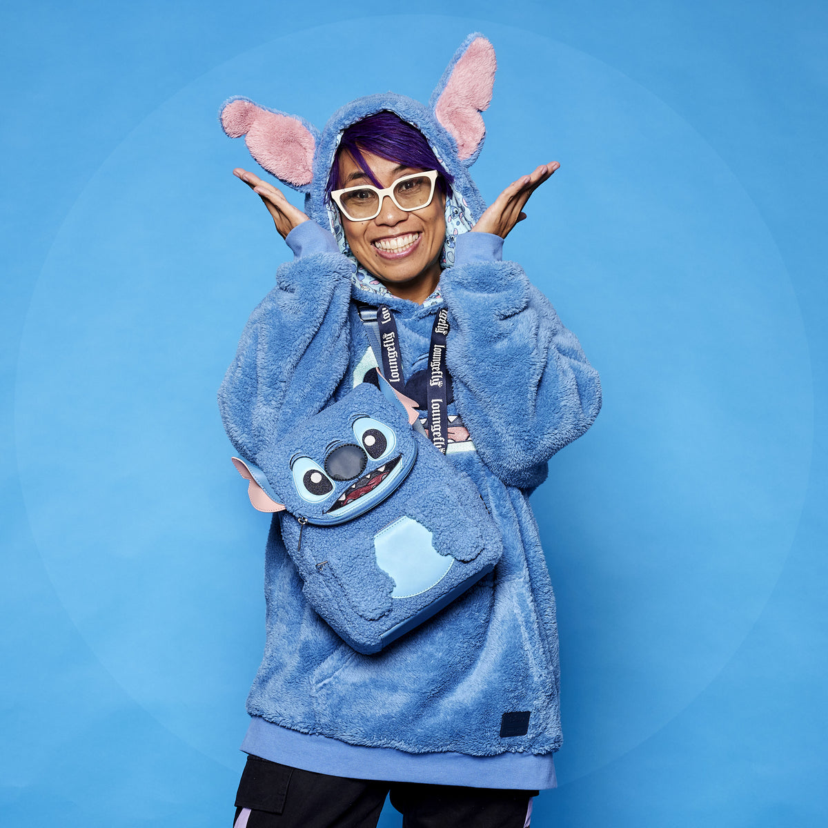 stitch plush sherpa cosplay mini backpack