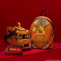 trick 'r treat flaming pumpkin head sam light up glow mini backpack