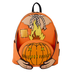 trick 'r treat flaming pumpkin head sam light up glow mini backpack