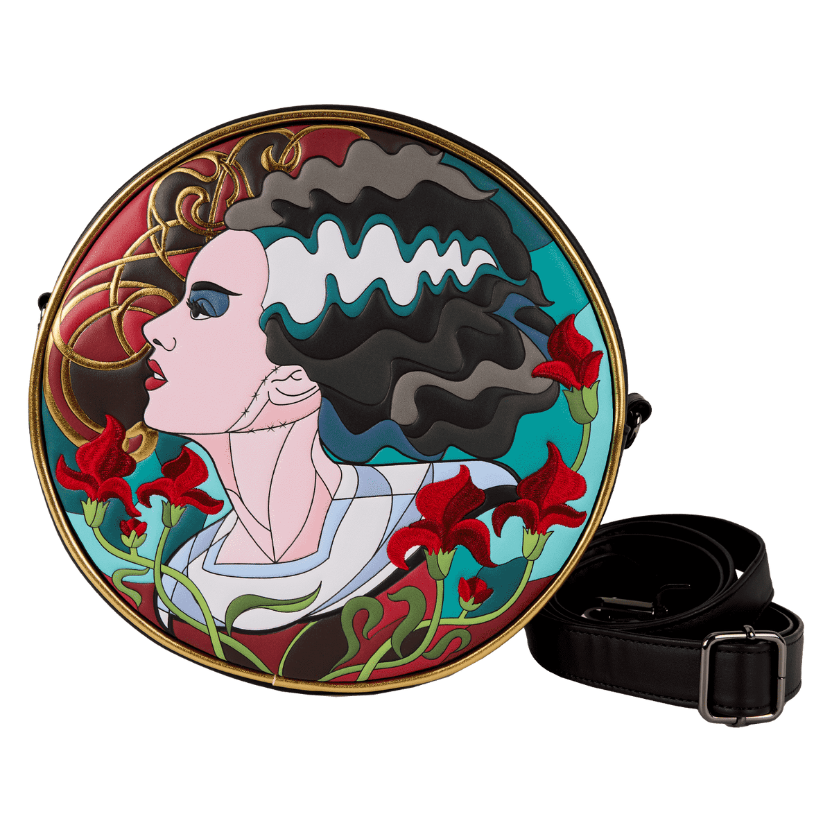 universal monsters the bride of frankenstein stained glass crossbody bag