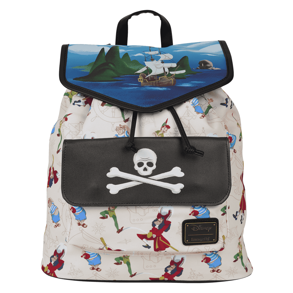 peter pan exclusive captain hook pirate ship drawstring full-size backpack