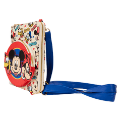 mickey & friends classic all-over print refillable stationery zip around crossbody journal