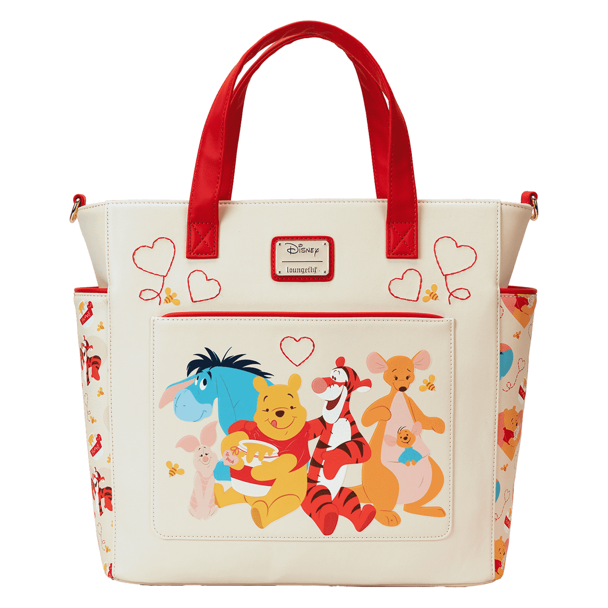winnie the pooh & friends hearts convertible backpack & tote crossbody bag