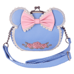 minnie mouse floral and lace kisslock crossbody bag