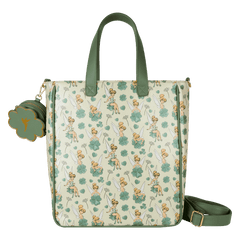 peter pan tinker bell clover all-over print tote crossbody bag with coin bag