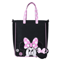 minnie mouse floral rock the dots tote crossbody bag with coin bag