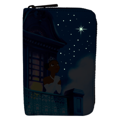 the princess and the frog 15th anniversary evening star glow zip around wallet
