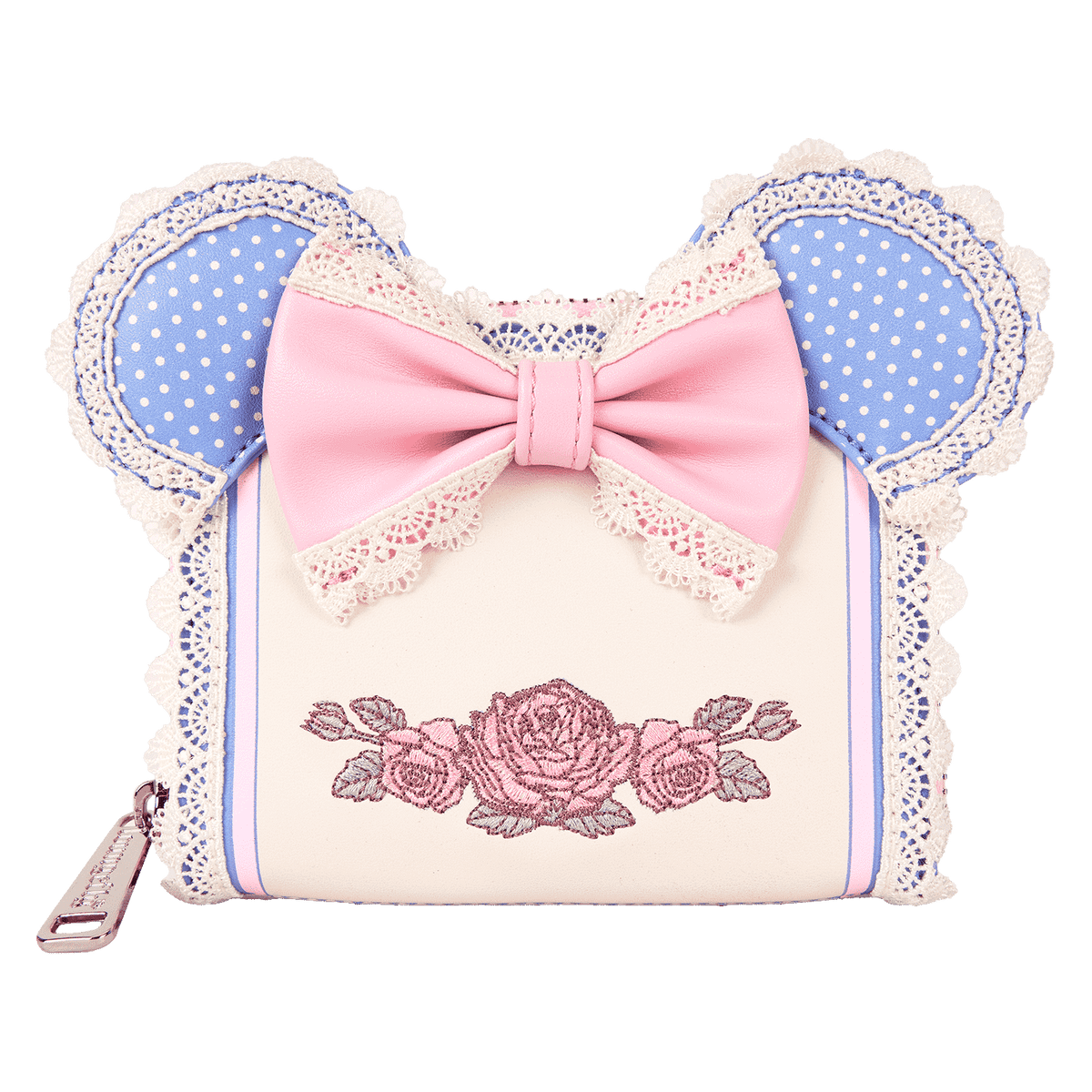 minnie mouse floral and lace zip around wallet
