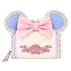 minnie mouse floral and lace zip around wallet