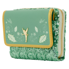 peter pan tinker bell holiday sequin tri-fold wallet